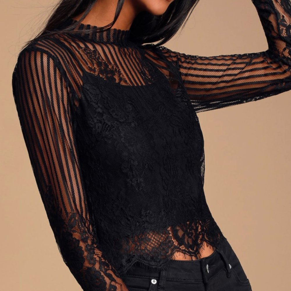 Lulus Black Lace Top